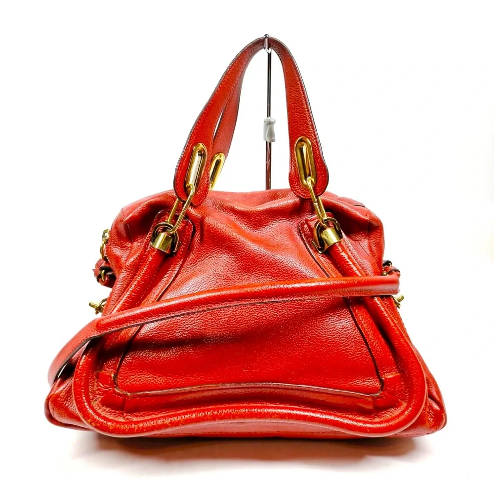 Chloe Paraty Red Leather Satchel Handbag - Picture 1 of 8
